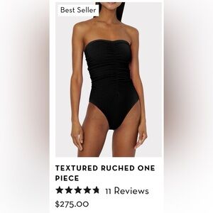 Milly Black Textured Ruched One-Piece Swimsuit